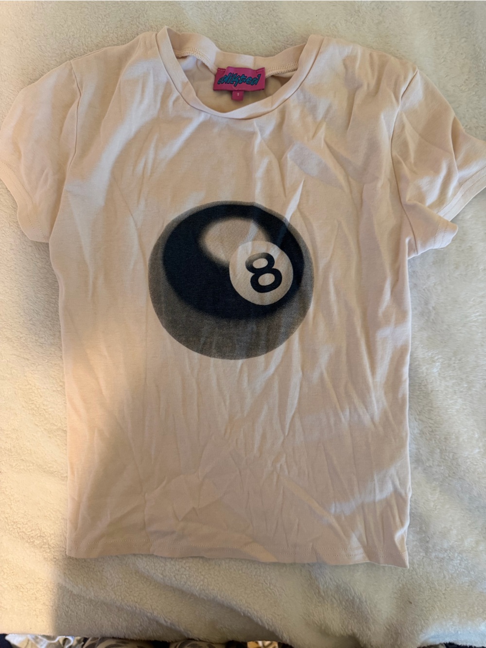 Edikted Pale Pink Tee with Black Graphic Detail
